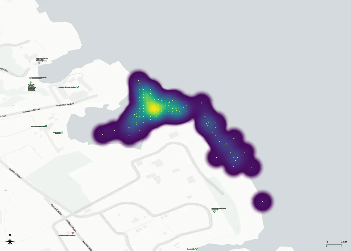 Kernel density map of litter hotspots