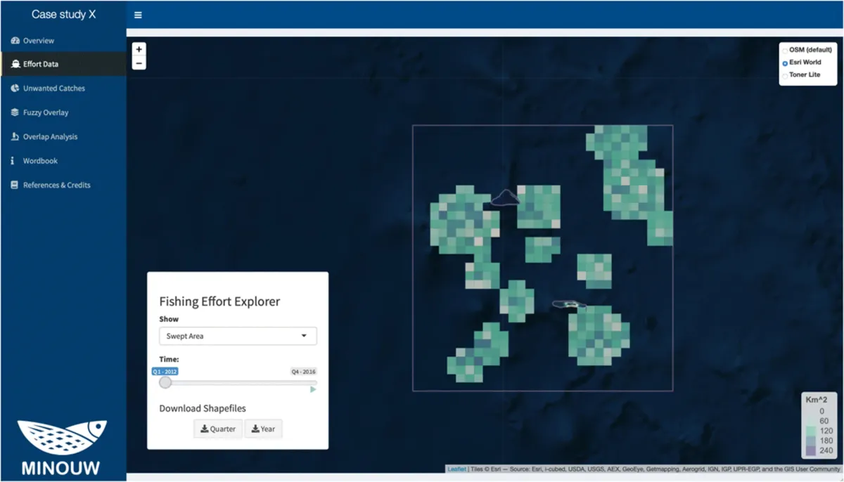 Effort data panel showing swept area
